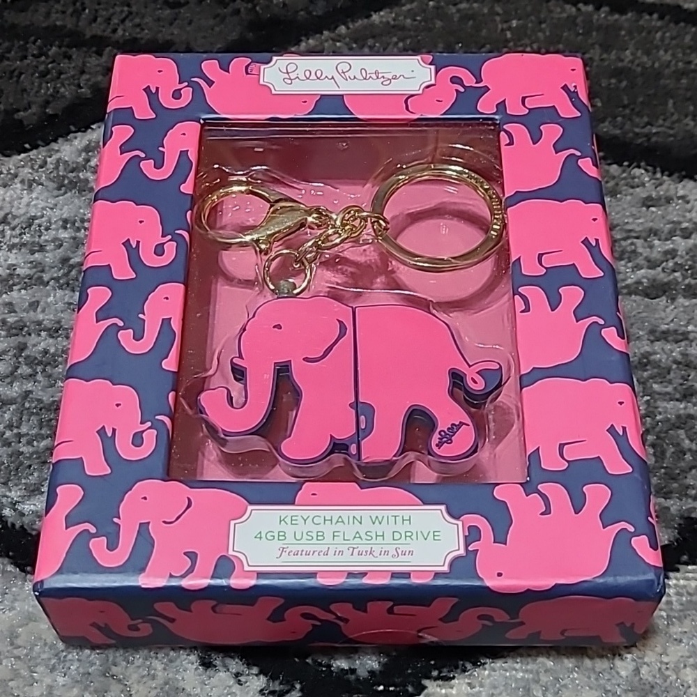 LILLY PULITZER ELEPHANT TUSK IN SUN KEYCHAIN 4GB USB FLASH DRIVE